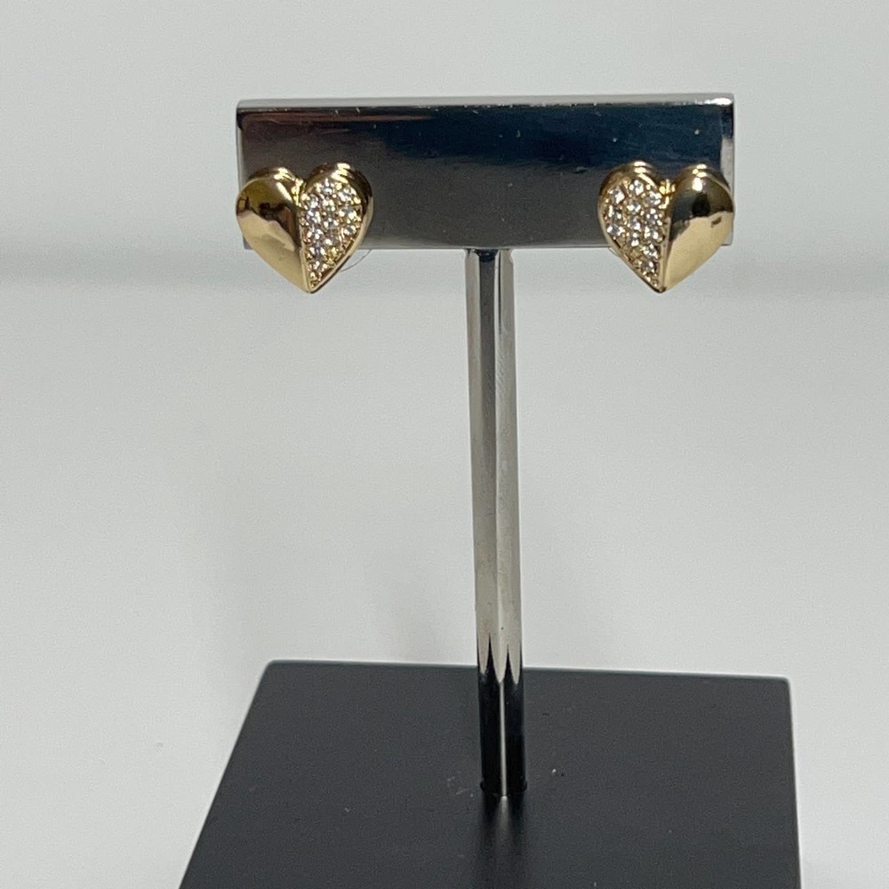 Anne Klein Timeless Elegant Gold Crystal Heart Stud Earrings Pave Duo Set Gift - Picture 2 of 8